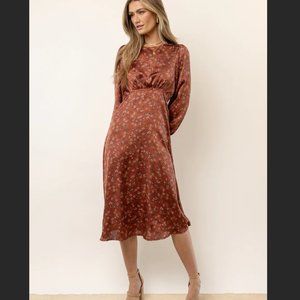 Talia Floral Midi Dress - Rust S - Bohme